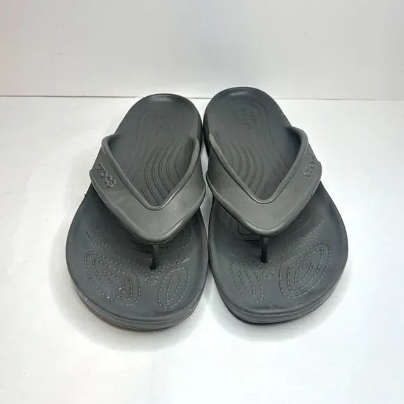 Crocs Gray Flip Flop Sandals Comfy Durable Unisex - Picture 9 of 10